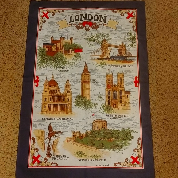 Vintage Other - Vintage Irish London  Linen Souvenir Tea Towel